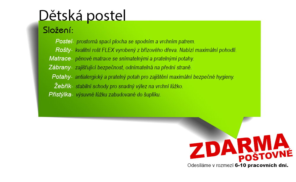 Detská poschodová posteľ KUBU 3 200x90cm SIVÁ-MODRÁ