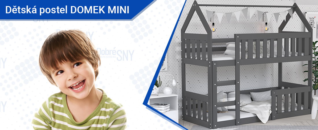 Dětská patrová postel domek Detská poschodová posteľ DOMOK MINI 190x80 cm SIVÁ