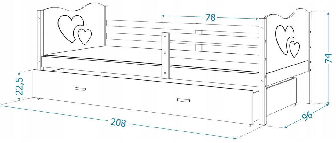 Detská jednolôžková posteľ MAX P 200x90 cm SIVÁ-RUŽOVÁ