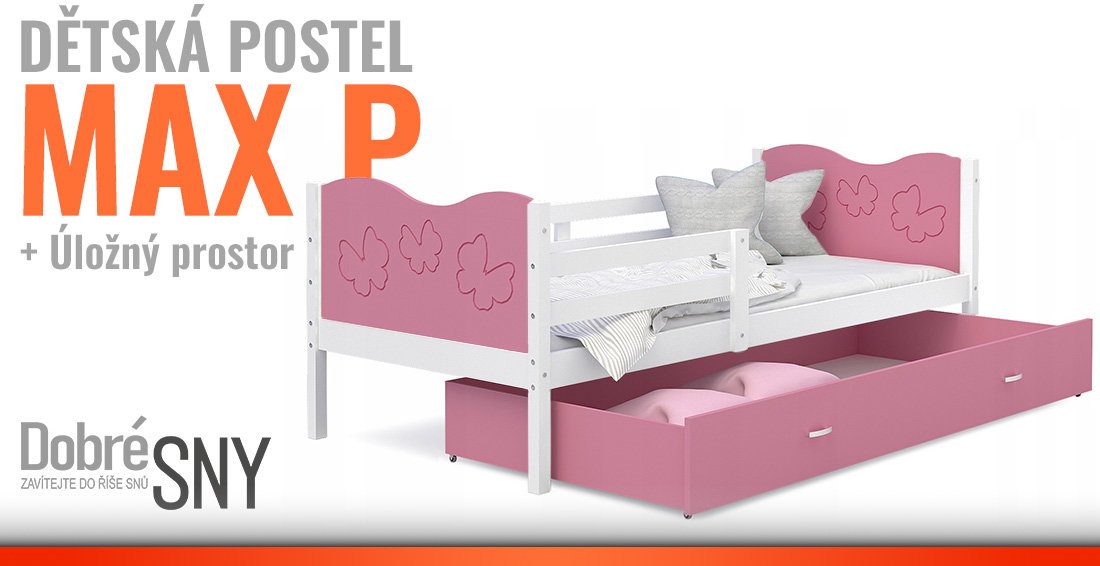 Detská jednolôžková posteľ MAX P 160x80 cm BIELA-RUŽOVÁ