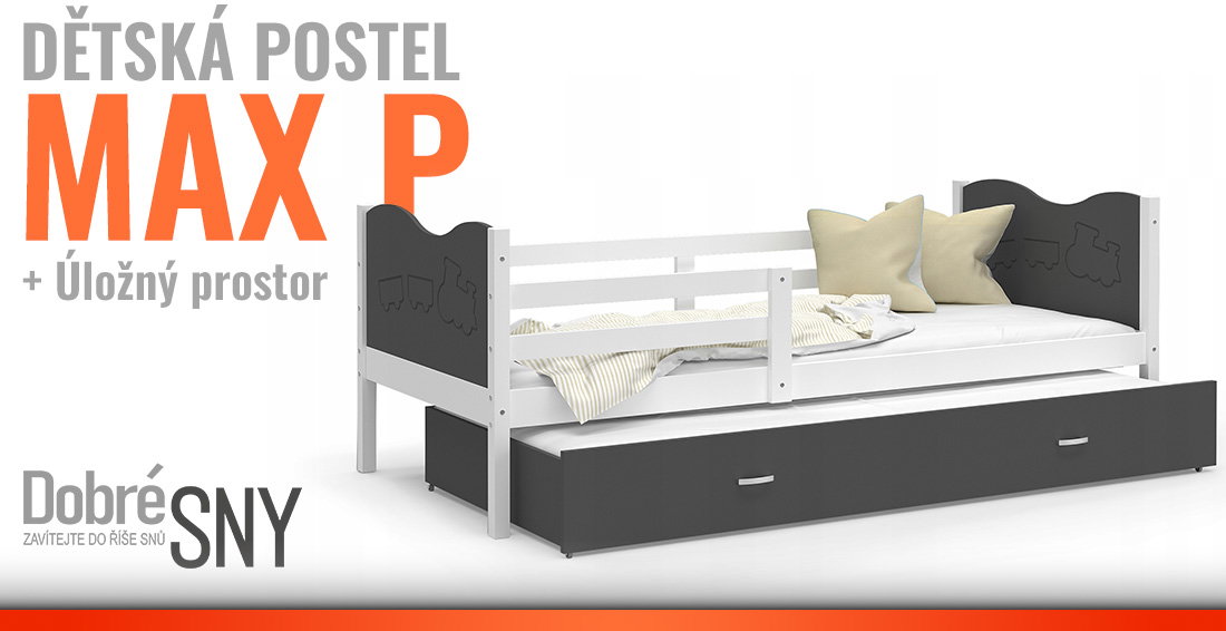 Detská jednolôžková posteľ MAX P 190x80 cm BIELA-SIVÁ