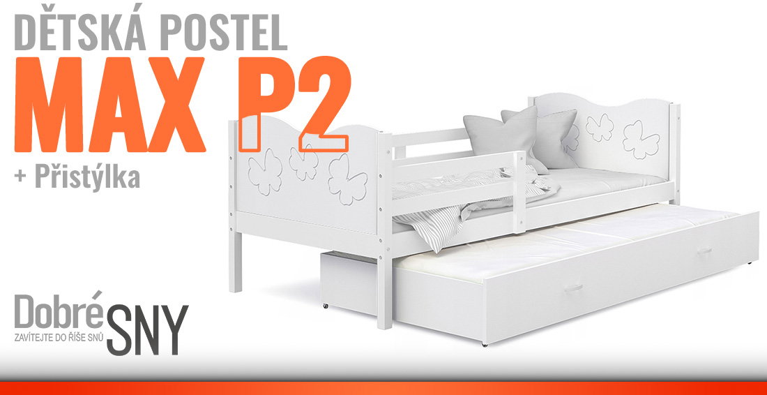 Detská posteľ MAX P2 90x200 cm BIELA-BIELA