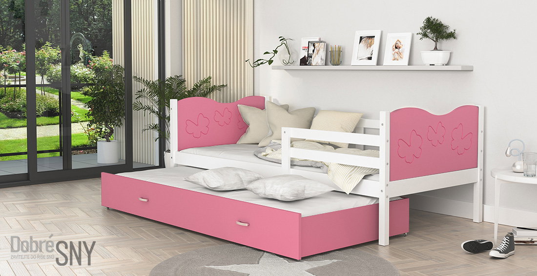 Detská posteľ MAX P2 80x190 cm BIELA-RUŽOVÁ