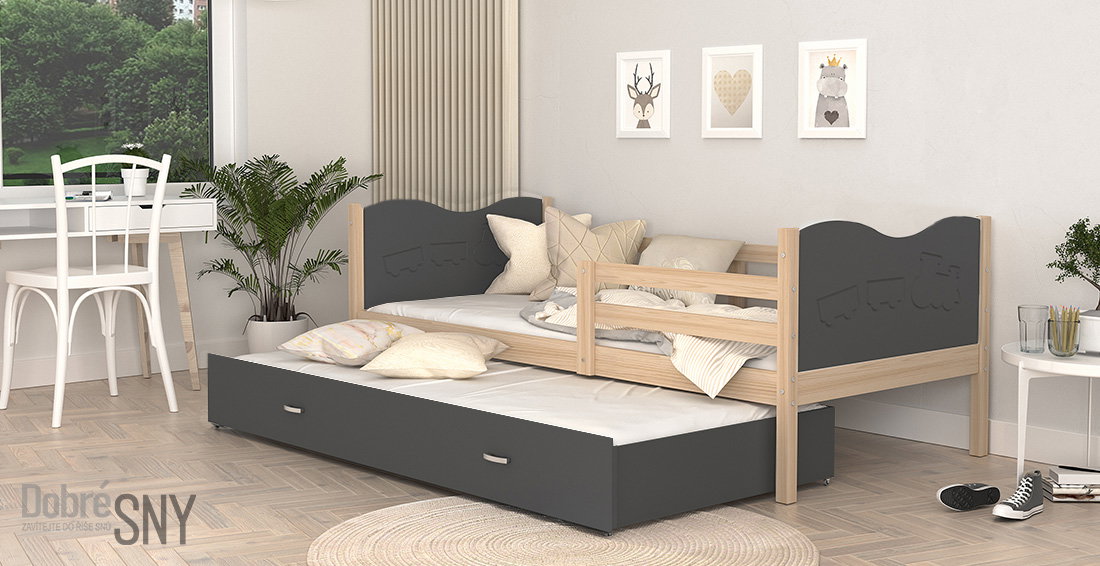 Detská posteľ MAX P2 90x200 cm BOROVICA-SIVÁ