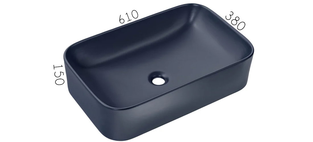 Keramické umyvadlo KAMA, modrá, 61 cm