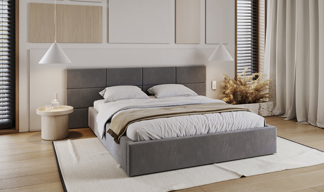 Luxusní postel CHICAGO TRINITY 90x200 s kovovým zdvižným roštem BÍLÁ
