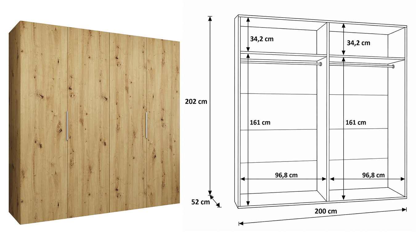 Vnitřní uspořádání skříně MARBELLA 1 200 cm