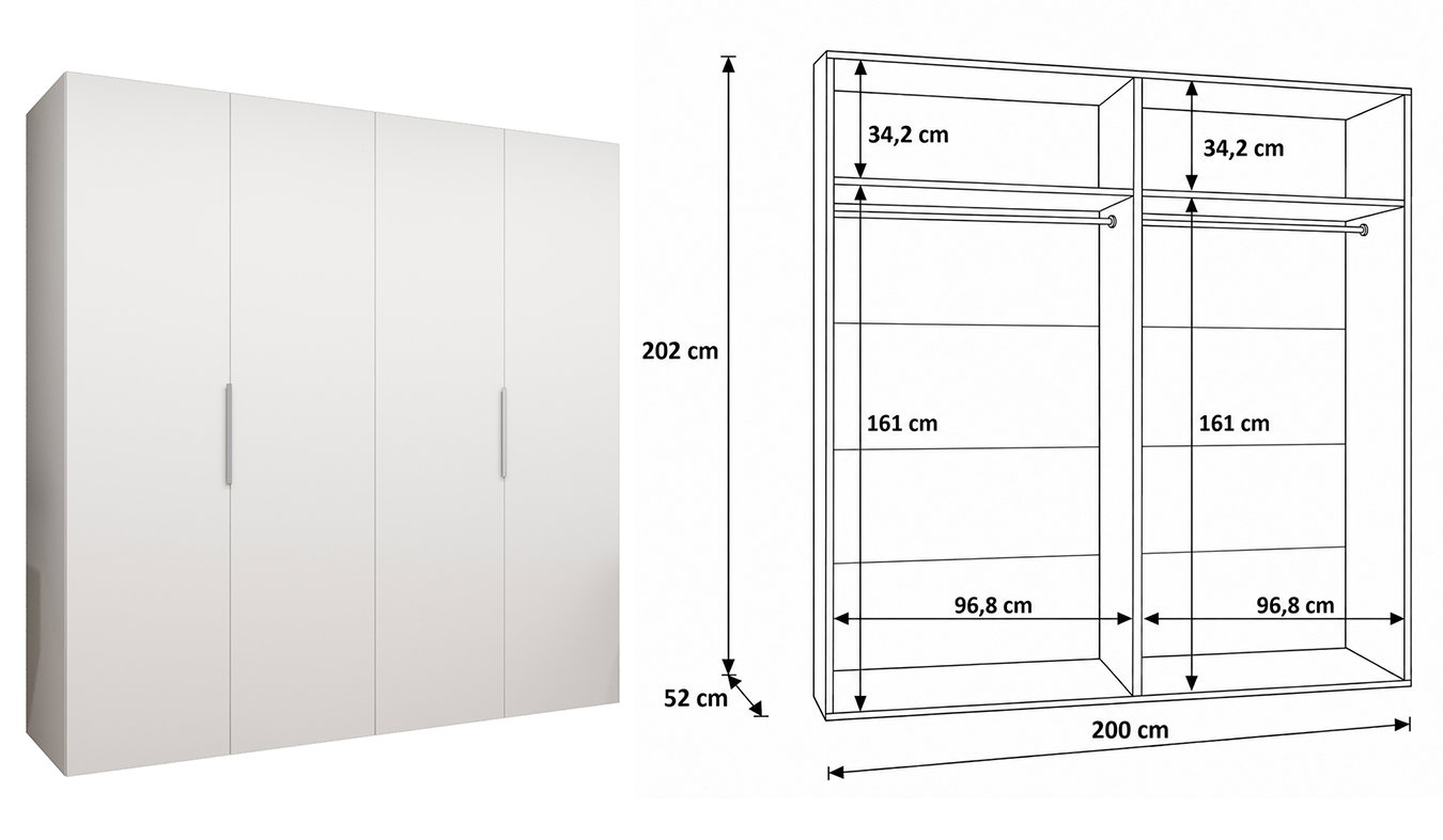 Vnitřní uspořádání skříně MARBELLA 1 200 cm