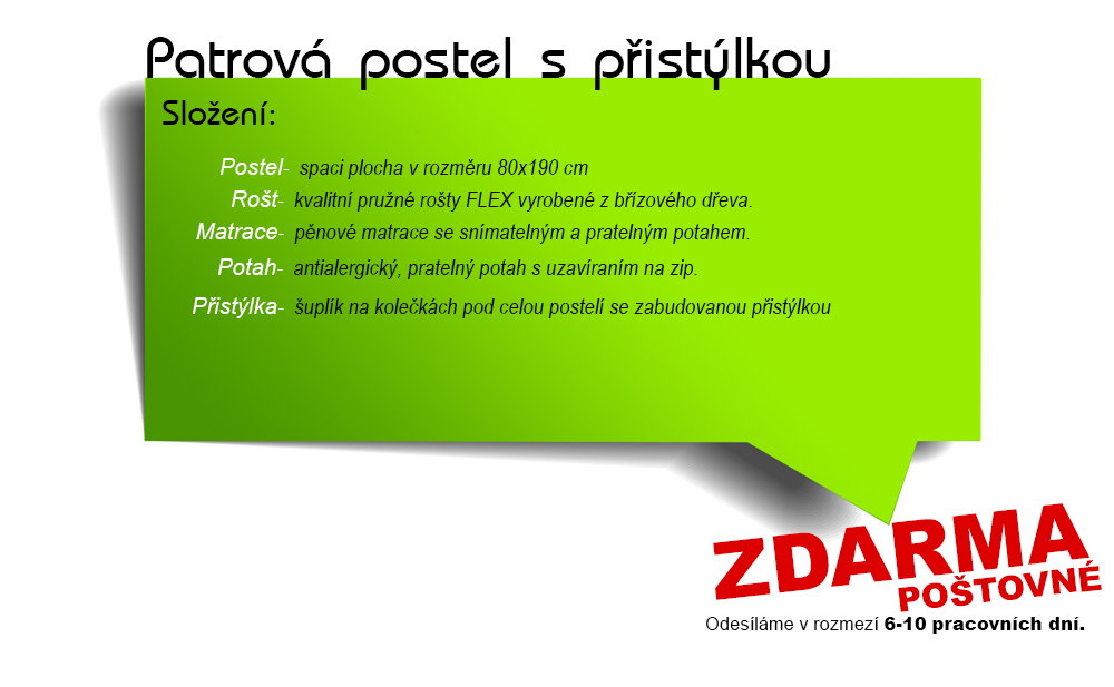 Detská poschodová posteľ TAMI 3 80x190 cm so šedou konštrukciou v ružovej farbe s prístelkou