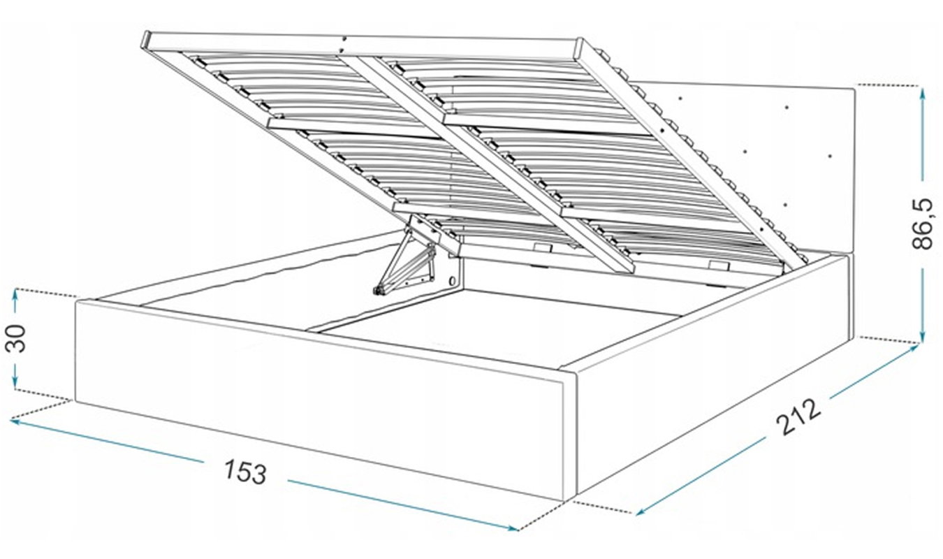 Luxusní manželská postel CRYSTAL bílá 140x200 s dřevěným roštem