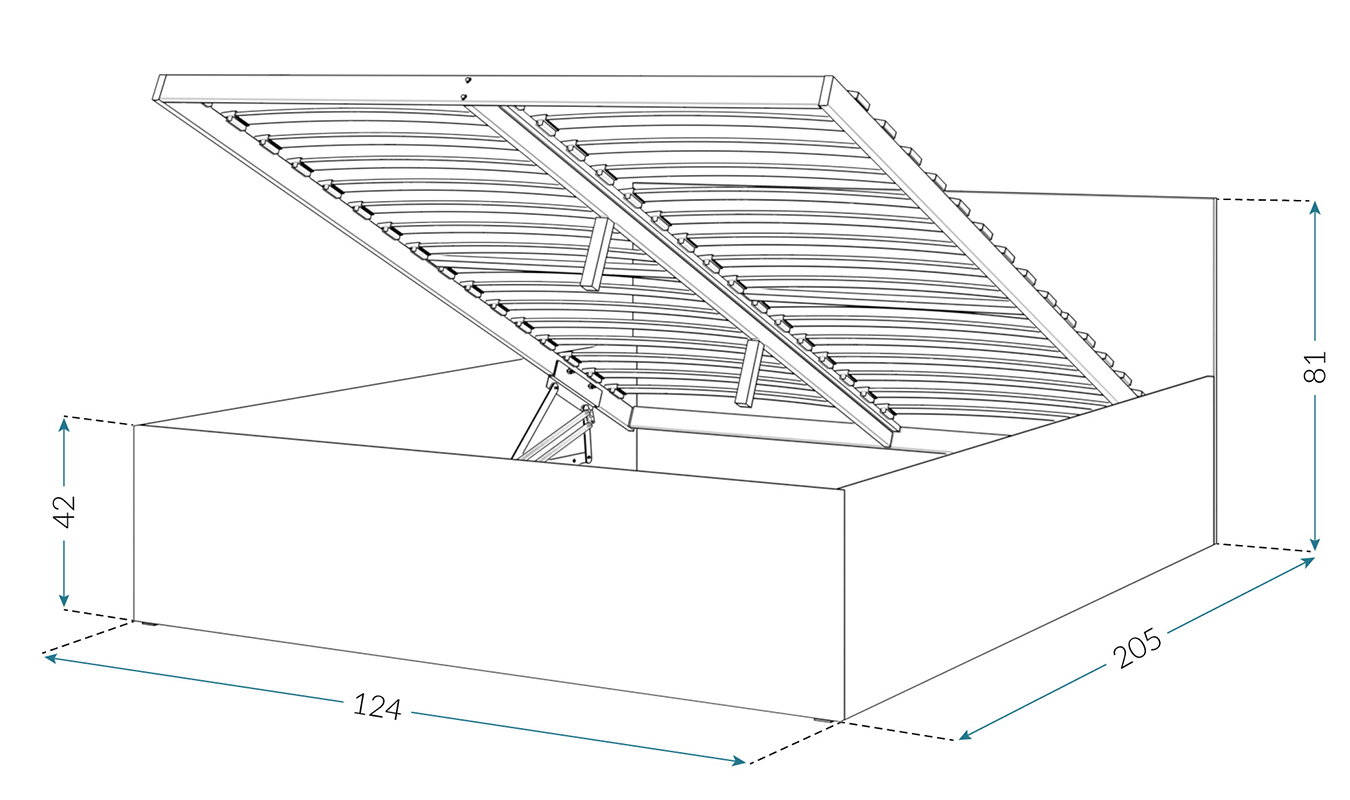Postel PANAMA 120x200 se zvedacím dřevěným roštem BÍLÁ BÍLÁ