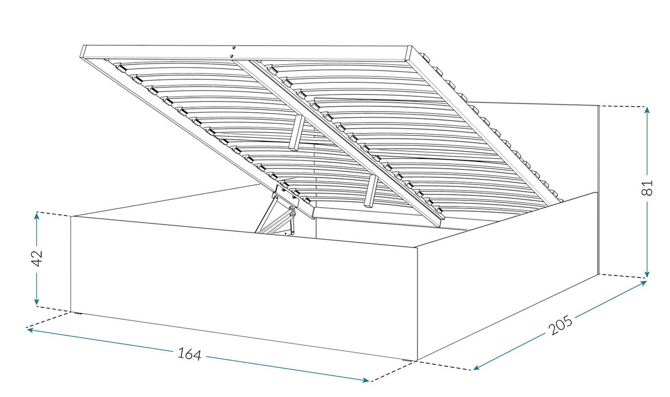 Postel PANAMA 120x200 se zvedacím dřevěným roštem BÍLÁ BÍLÁ