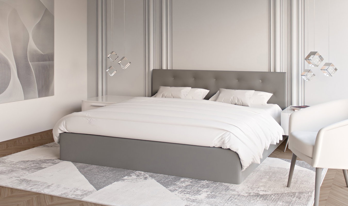 Luxusní manželská postel CRYSTAL bílá 140x200 s dřevěným roštem