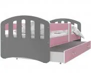 Dětská postel HAPPY 140x80 barevná RŮŽOVÁ-ŠEDÁ