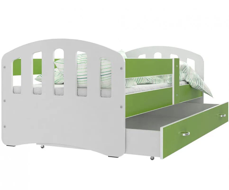 Dětská postel HAPPY 160x80 ZELENÁ BÍLÁ
