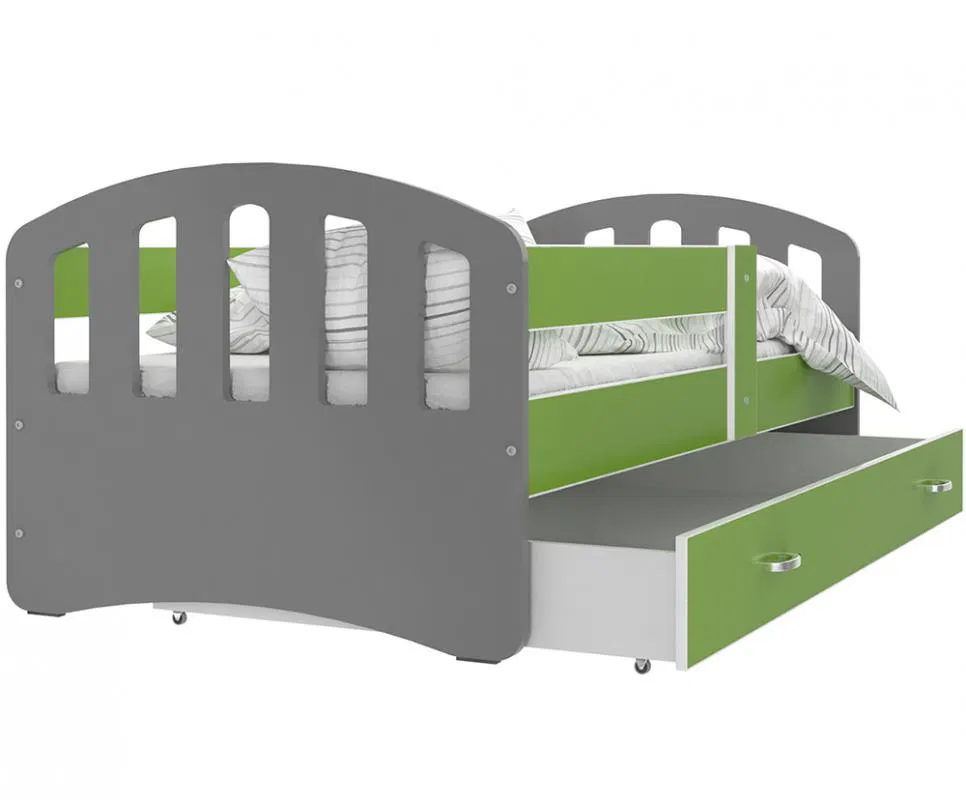 Dětská postel HAPPY 180x80 ZELENÁ-ŠEDÁ