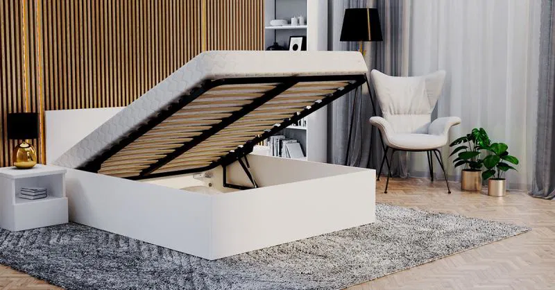 Postel PANAMA 120x200 se zdvižným roštem BÍLÁ