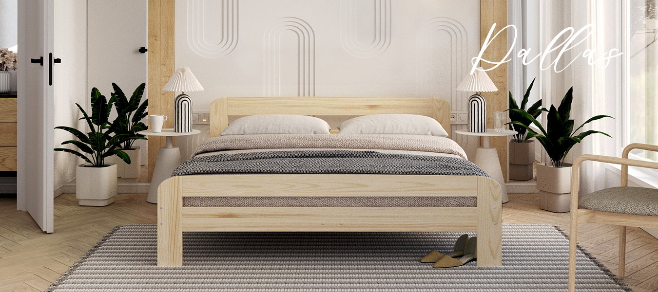 Moderná posteľ DALLAS 90x200 drevená BOROVICA