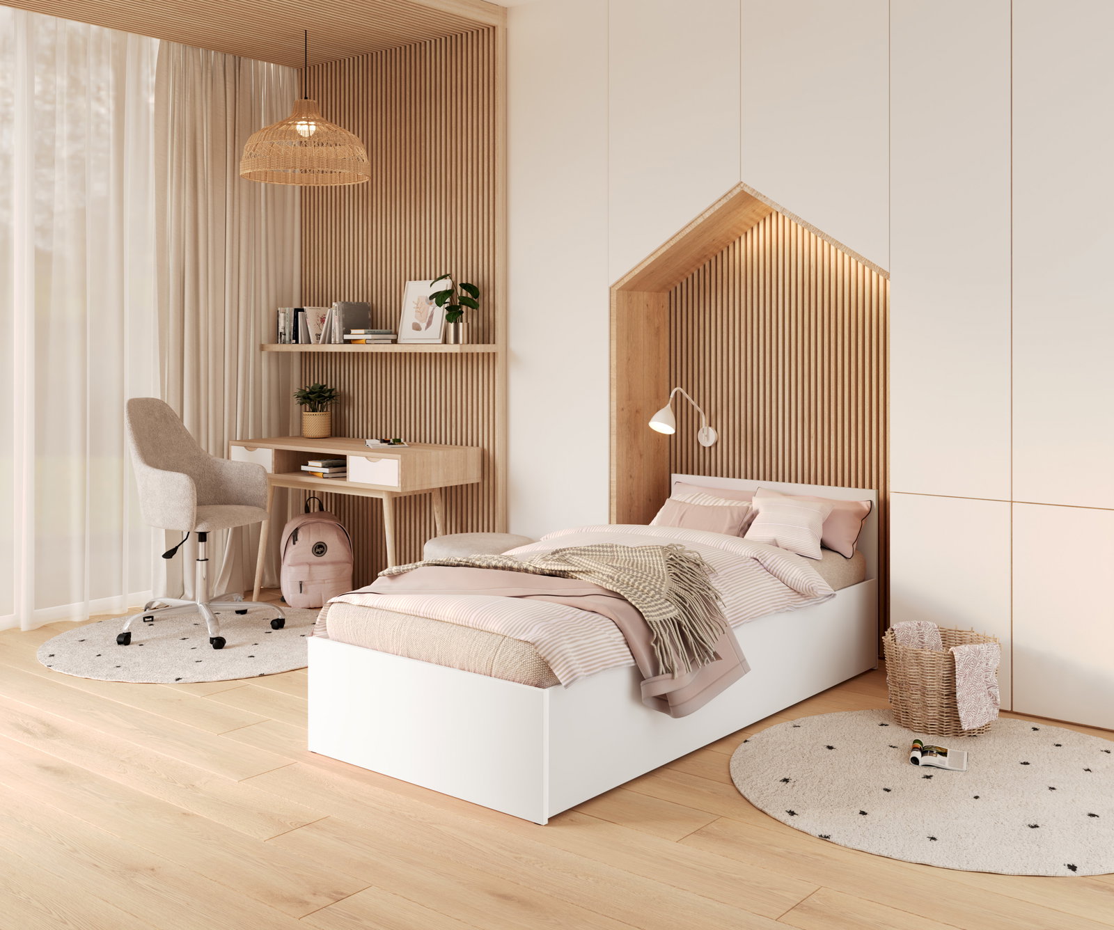 Posteľ PANAMA KLASIK 90x200 + rošt BIELA