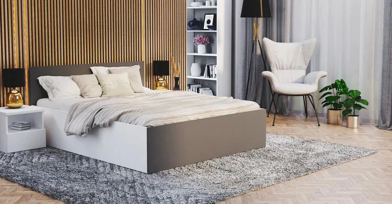 Manželská postel PANAMA KLASIK 180x200 + rošt BÍLÁ-ŠEDÁ