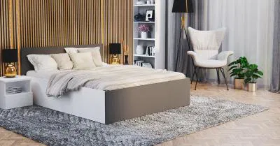 Manželská postel PANAMA KLASIK 140x200 + rošt BÍLÁ-ŠEDÁ