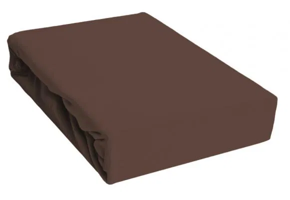 Prostěradlo JERSEY s gumou 90x200 cm HNĚDÁ