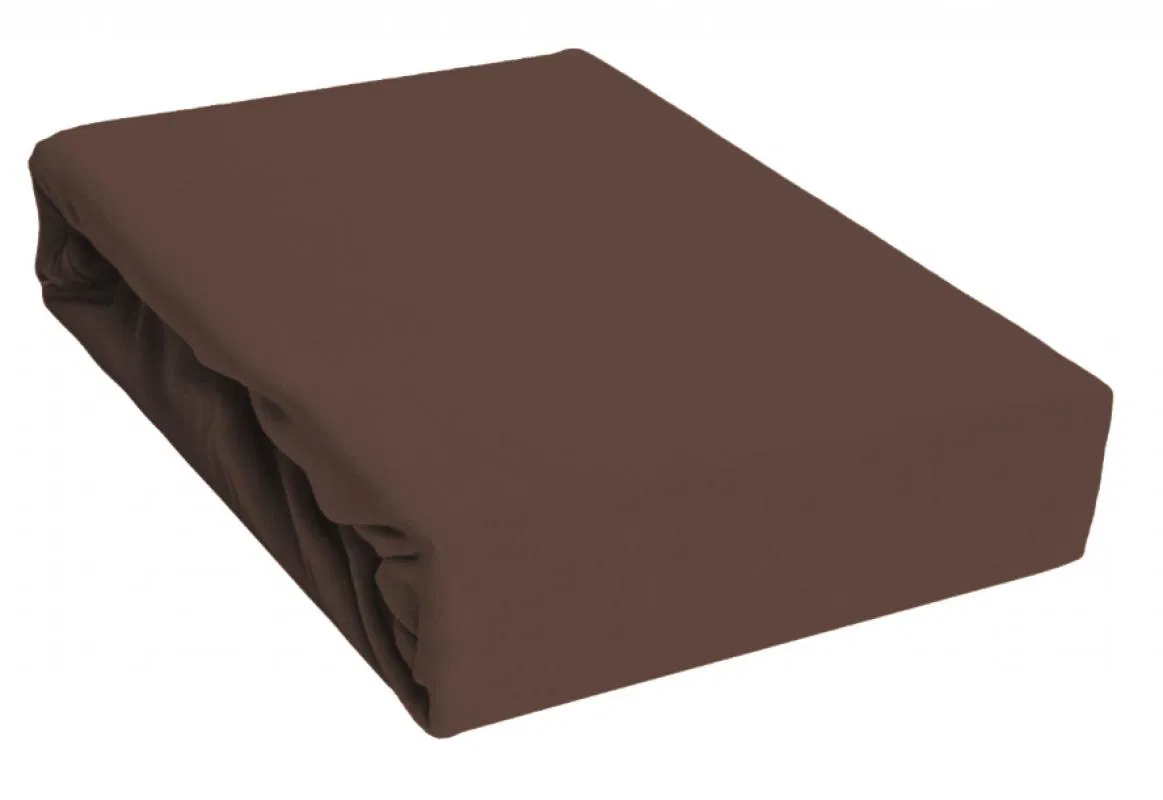 Prostěradlo JERSEY s gumou 90x200 cm HNĚDÁ