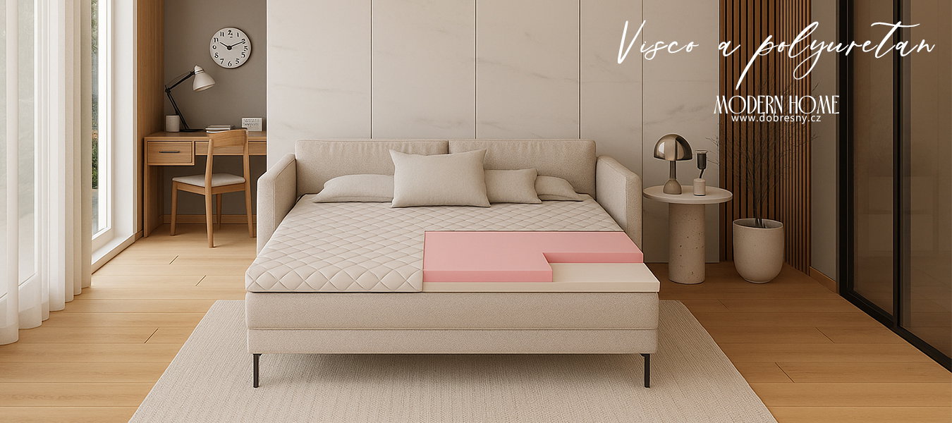 Elegantný vrchný matrac s VISCO pamäťovou penou 100x200 cm