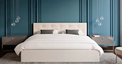 Čalouněná postel CRYSTAL bílá 160x200 s dřevěným roštem