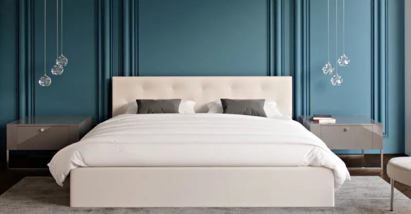 Čalouněná postel CRYSTAL bílá 160x200 s dřevěným roštem