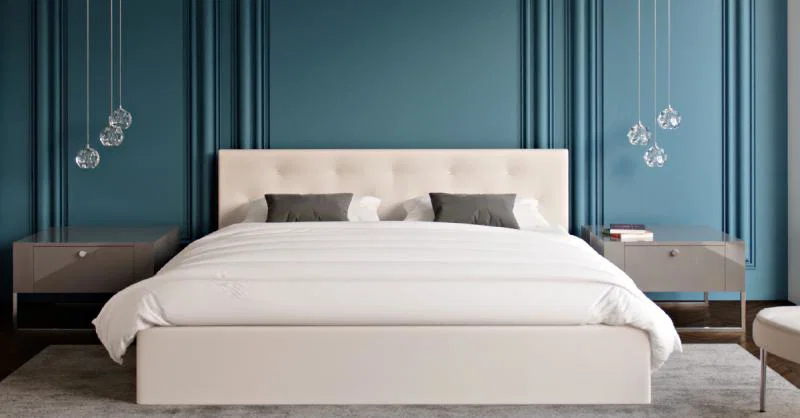 Čalouněná postel CRYSTAL bílá 140x200 s dřevěným roštem