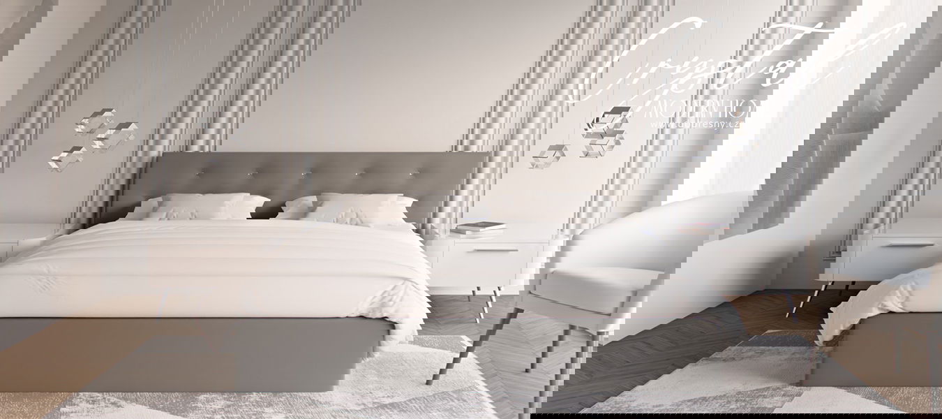 Čalúnená posteľ CRYSTAL šedá 180x200 s dreveným roštom