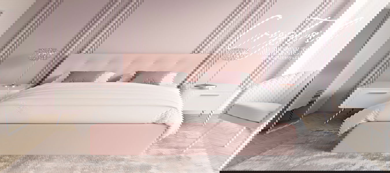 Čalúnená posteľ CRYSTAL ružová 160x200 s dreveným roštom