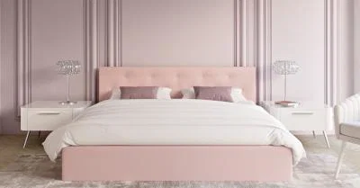 Čalouněná postel CRYSTAL růžová 160x200 s dřevěným roštem