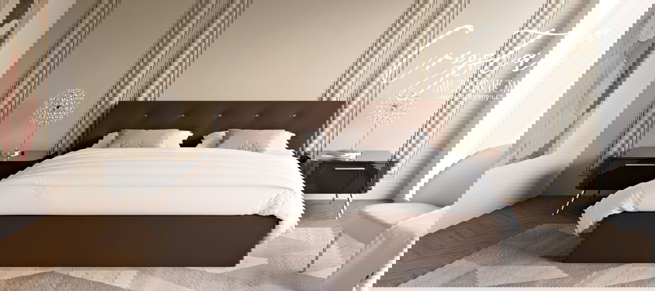 Čalúnená posteľ CRYSTAL hnedá 140x200 s dreveným roštom