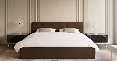 Čalouněná postel CRYSTAL hnědá 180x200 s dřevěným roštem