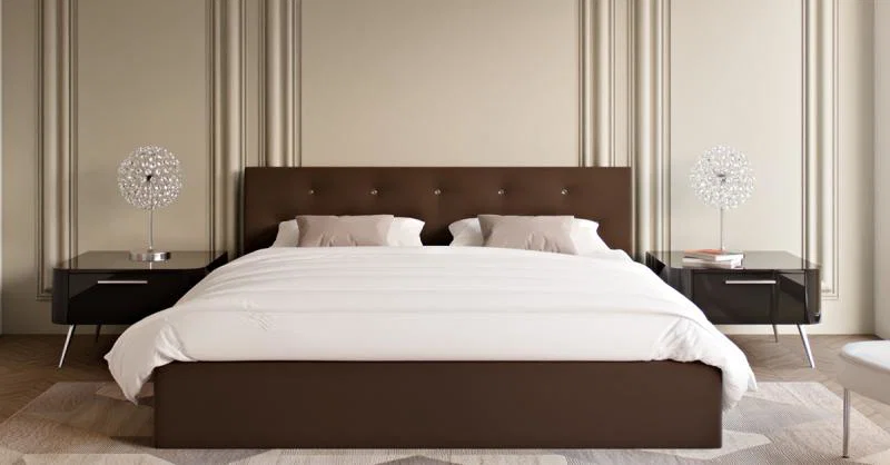 Čalouněná postel CRYSTAL hnědá 180x200 s dřevěným roštem