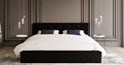 Čalouněná postel CRYSTAL černá 180x200 s dřevěným roštem