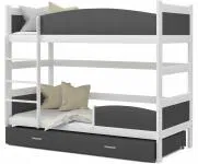 Patrová postel TWIST BÍLÁ / ŠEDÁ