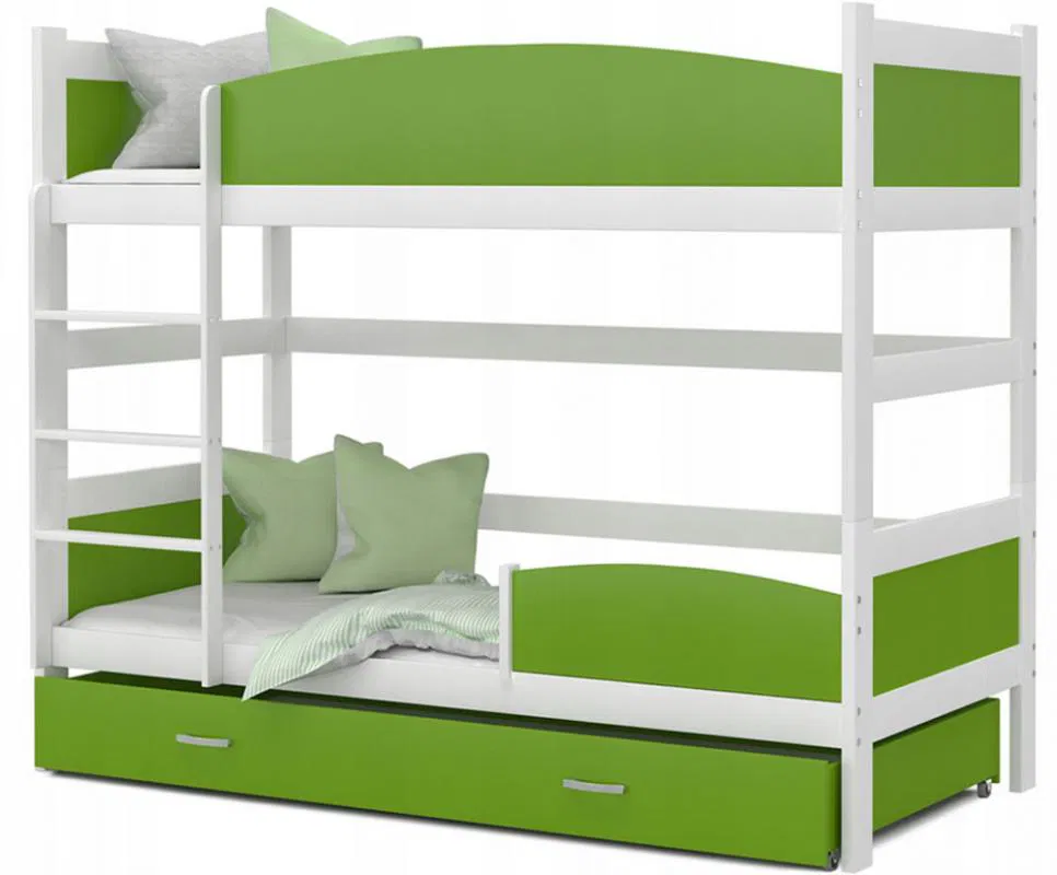 Patrová postel TWIST BÍLÁ / ZELENÁ