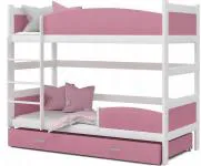Patrová postel TWIST BÍLÁ / RŮŽOVÁ