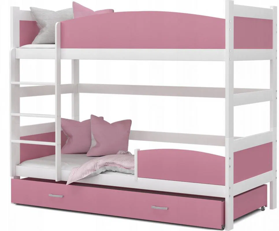 Patrová postel TWIST BÍLÁ / RŮŽOVÁ