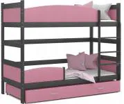 Patrová postel TWIST ŠEDÁ / RŮŽOVÁ