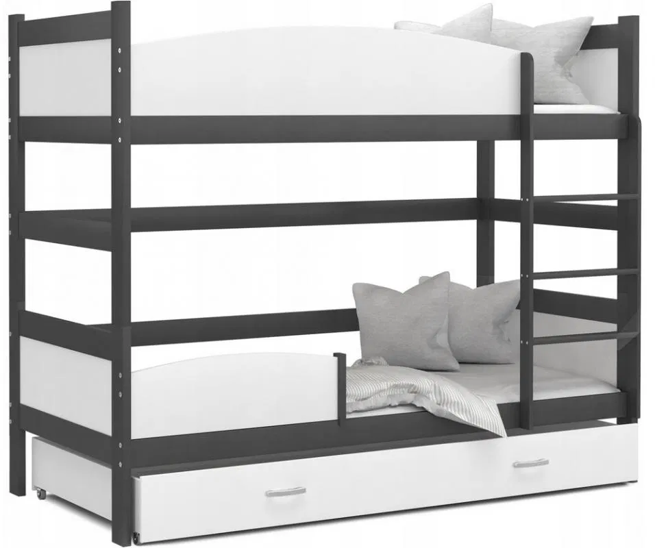 Patrová postel TWIST ŠEDÁ / BÍLÁ