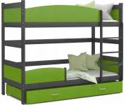 Patrová postel TWIST ŠEDÁ / ZELENÁ