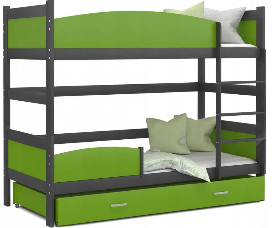 Patrová postel TWIST ŠEDÁ / ZELENÁ