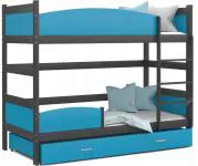 Patrová postel TWIST ŠEDÁ / MODRÁ