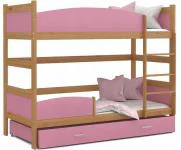 Patrová postel TWIST OLŠE / RŮŽOVÁ