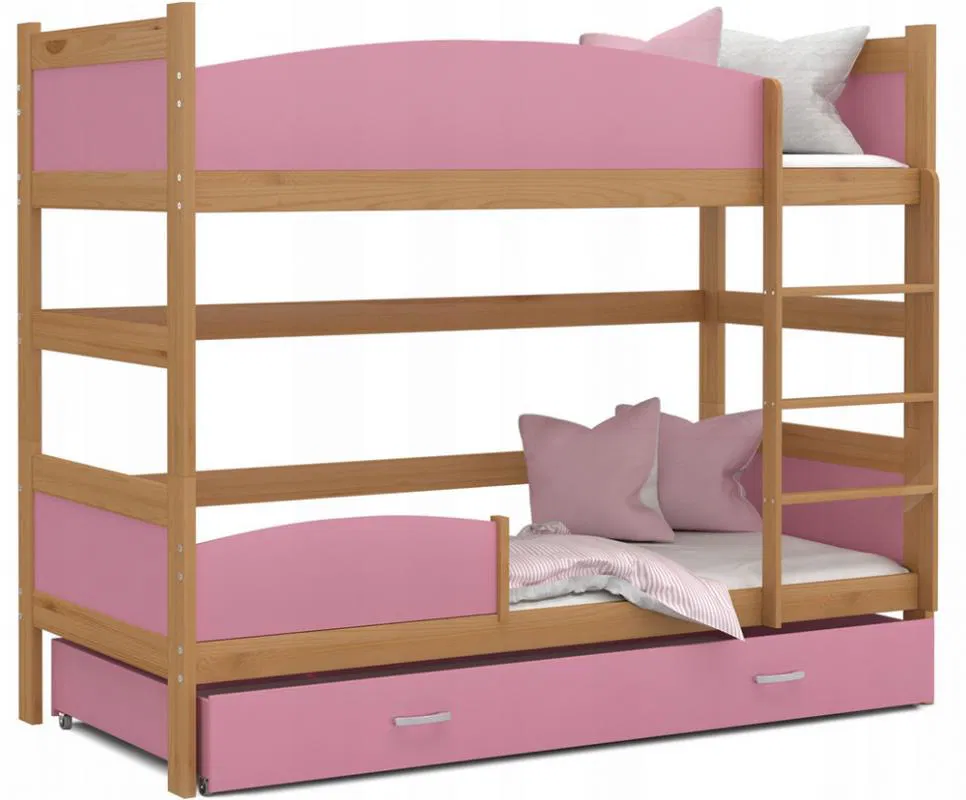 Patrová postel TWIST OLŠE / RŮŽOVÁ