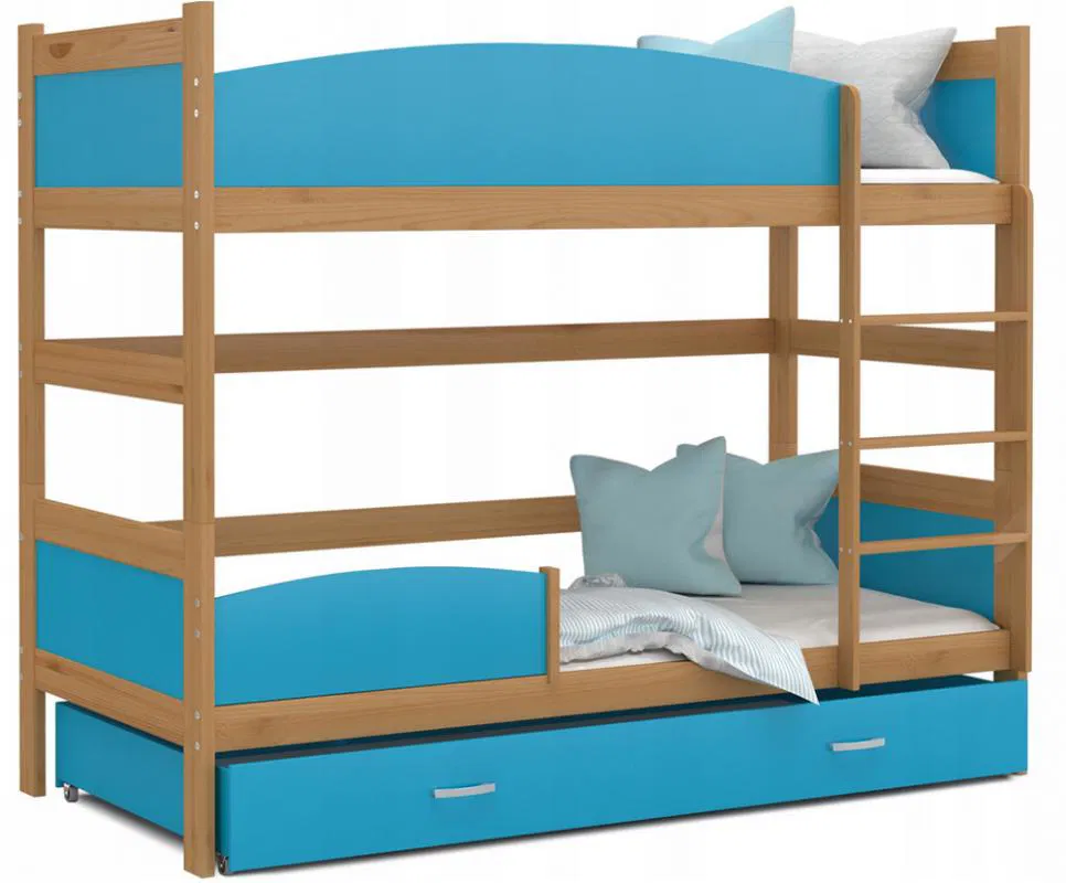 Patrová postel TWIST OLŠE / MODRÁ